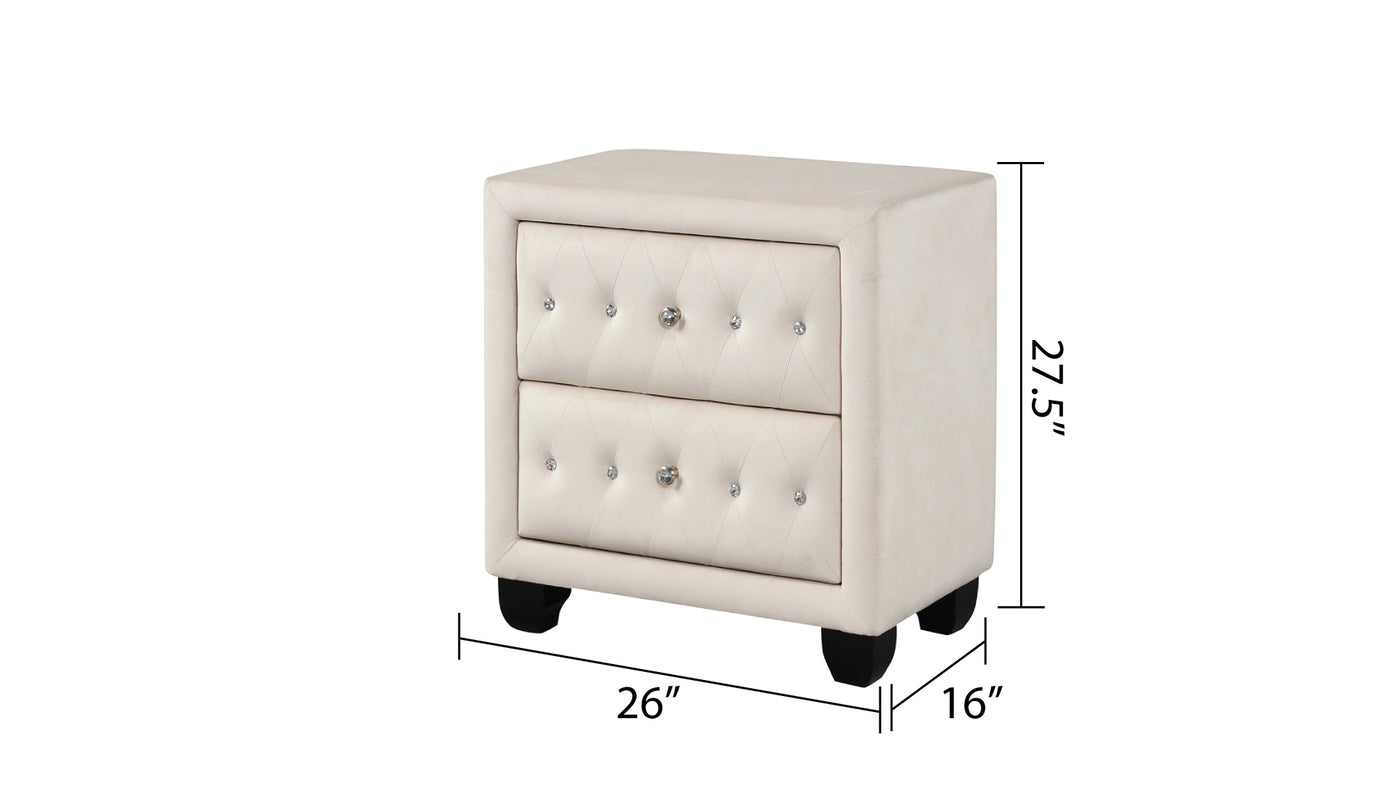 Hazel Modern Style Queen 4PC Vanity Bedroom  Set with USB Ports & Made with Wood in Cream