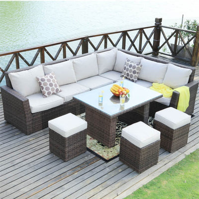 Direct Wicker 8-Piece Patio Seating Sofa Set with Cushions