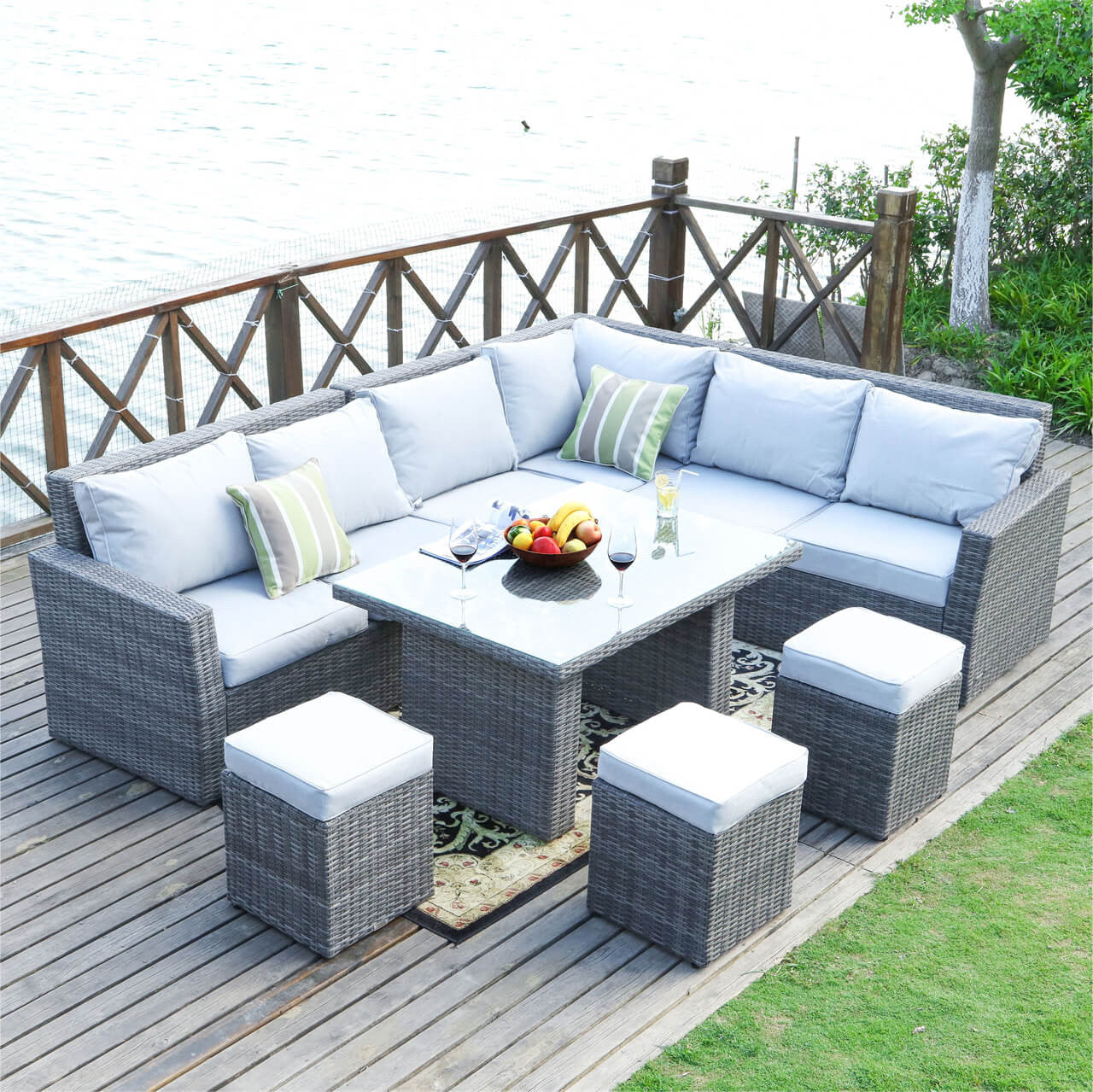 Direct Wicker 8-Piece Patio Seating Sofa Set with Cushions