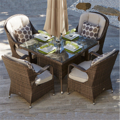 Direct Wicker Patio 5-Piece Aluminum and Wicker Dining Set with Square Table