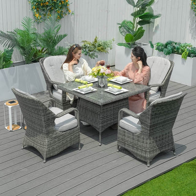 Direct Wicker Patio 5-Piece Aluminum and Wicker Dining Set with Square Table