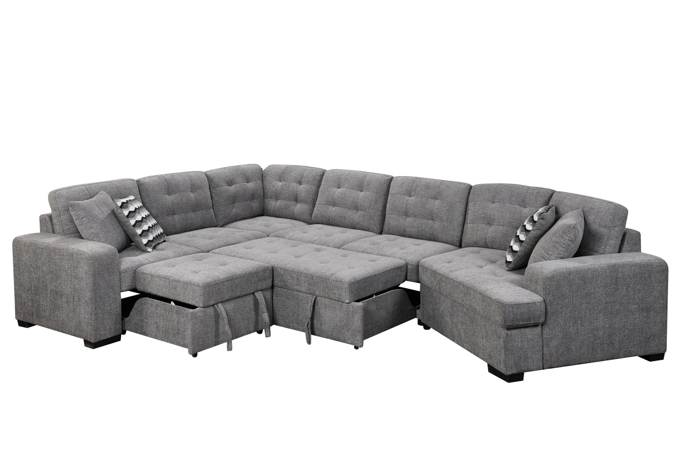 149" Oversized Sectional Modern Large Upholstered U-Shape Sectional Sofa, Extra Wide Chaise Lounge Couch for Home, Bedroom, Apartment, Dorm, Office, Grey