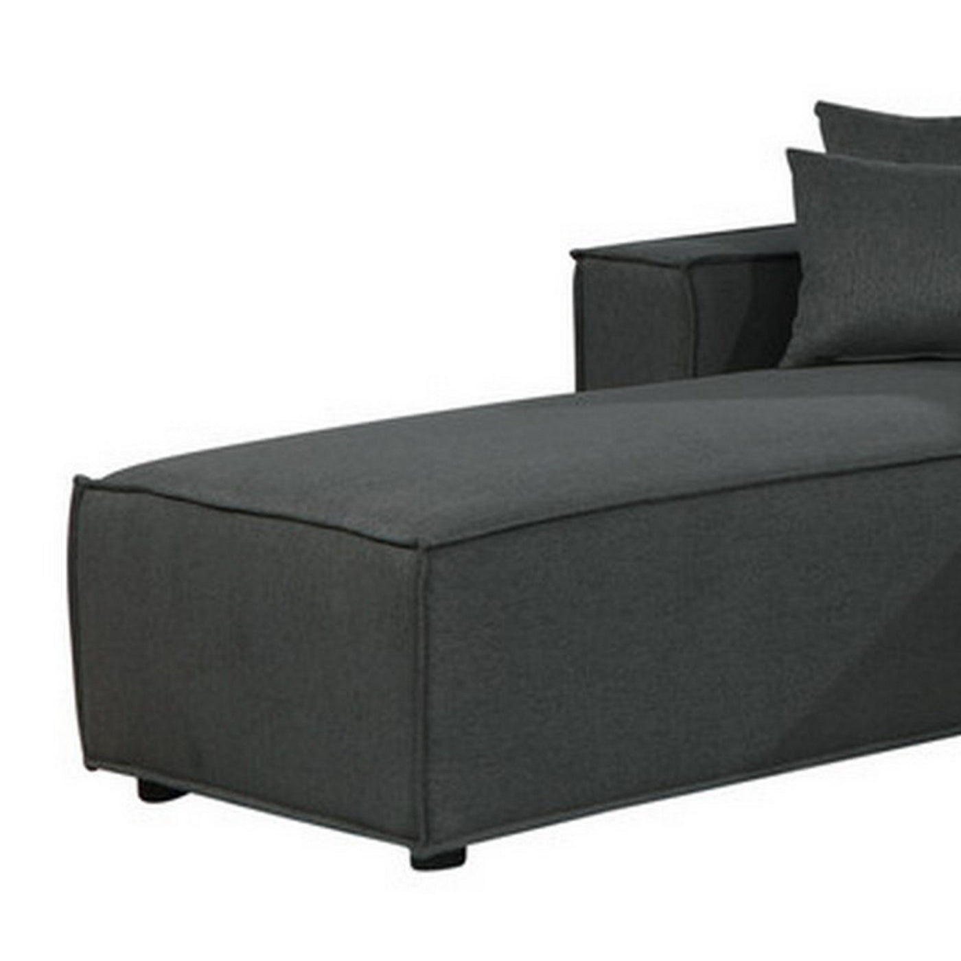 Kode 132 Inch Modular Sofa with Reversible Chaise and Pillows, Dark Gray