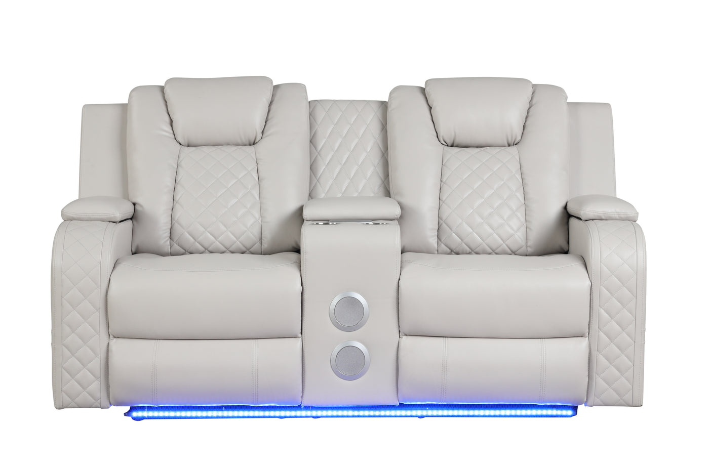 Benz LED & Power Recliner 2 PC Made With Faux Leather in Ice