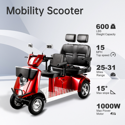 Electric Mobility Recreational Travel Scooter for Adults,Mobility Scooters for Seniors, 4 Wheel Powered Mobility Scooters,