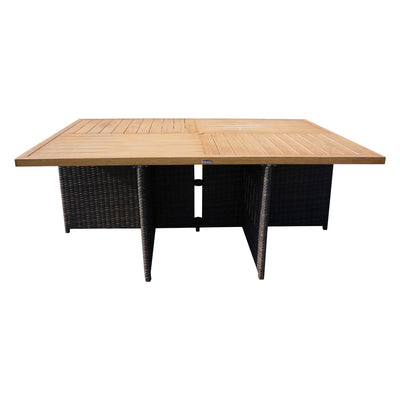 Direct Wicker 6 Seats Patio Dining Table Rectangular Dining Table with Brown or Gray Rattan (PAD-3234-Table)