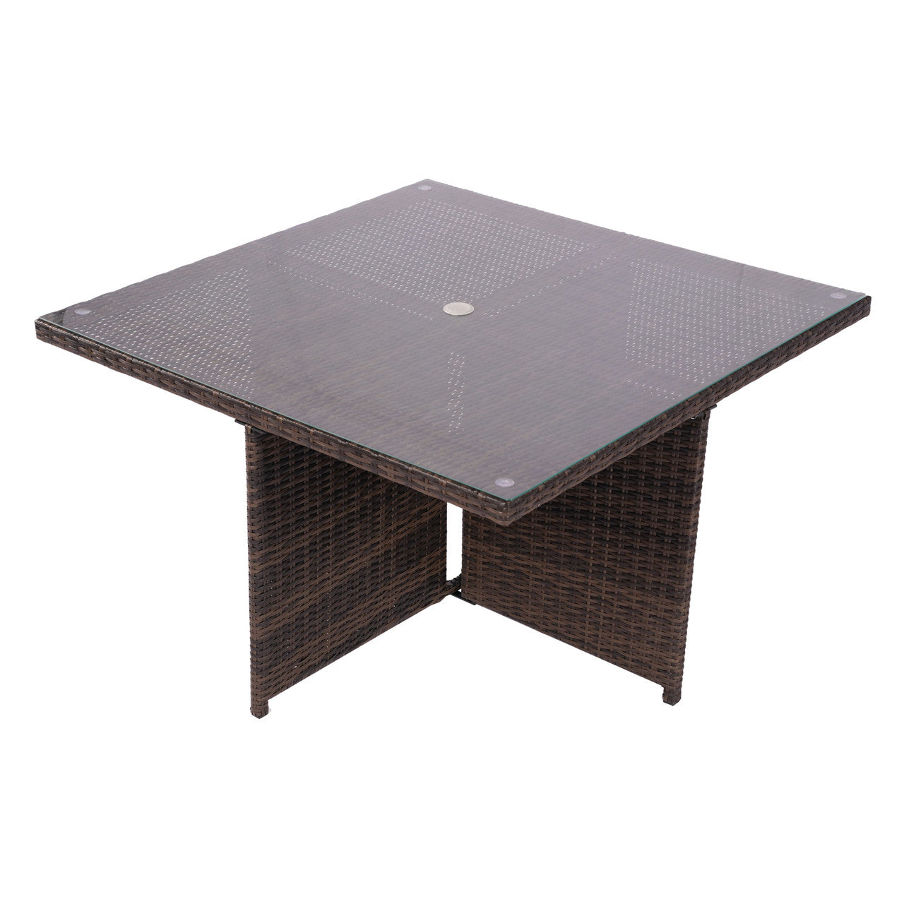 Direct Wicker 4 Seats Patio Dining Table with Glass Tabletop (PAD-3233B-Table)