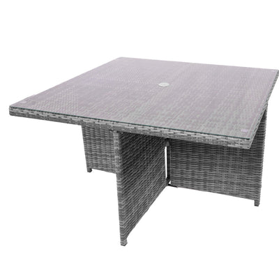 Direct Wicker 4 Seats Patio Dining Table with Glass Tabletop (PAD-3233B-Table)