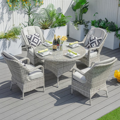 Direct Wicker 5 Pieces Patio Dining Set Round Dining Table with 4 Chairs