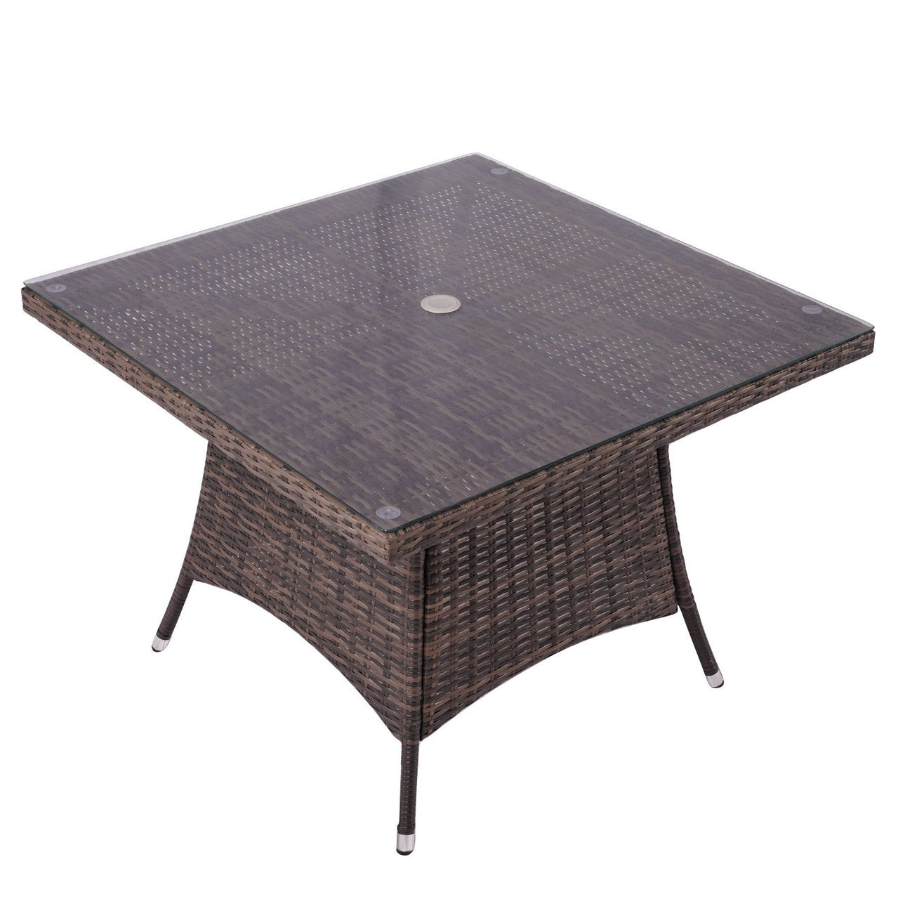 Direct Wicker Hand-Woven Cane Round Table for 6 with Aluminum Frame - Stylish & Durable