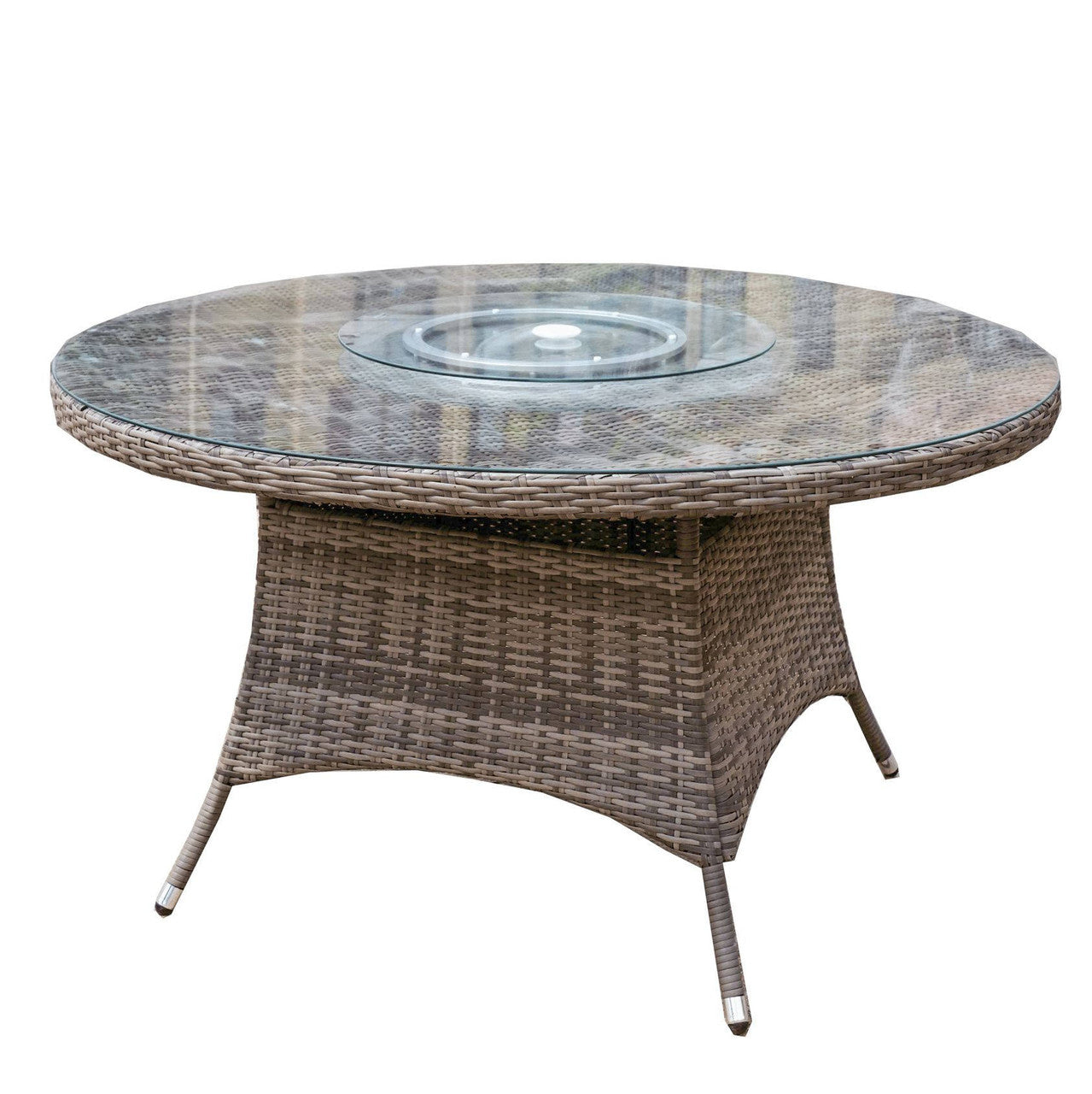 Direct Wicker Hand-Woven Cane Round Table for Five with Aluminum Frame - Stylish & Durable