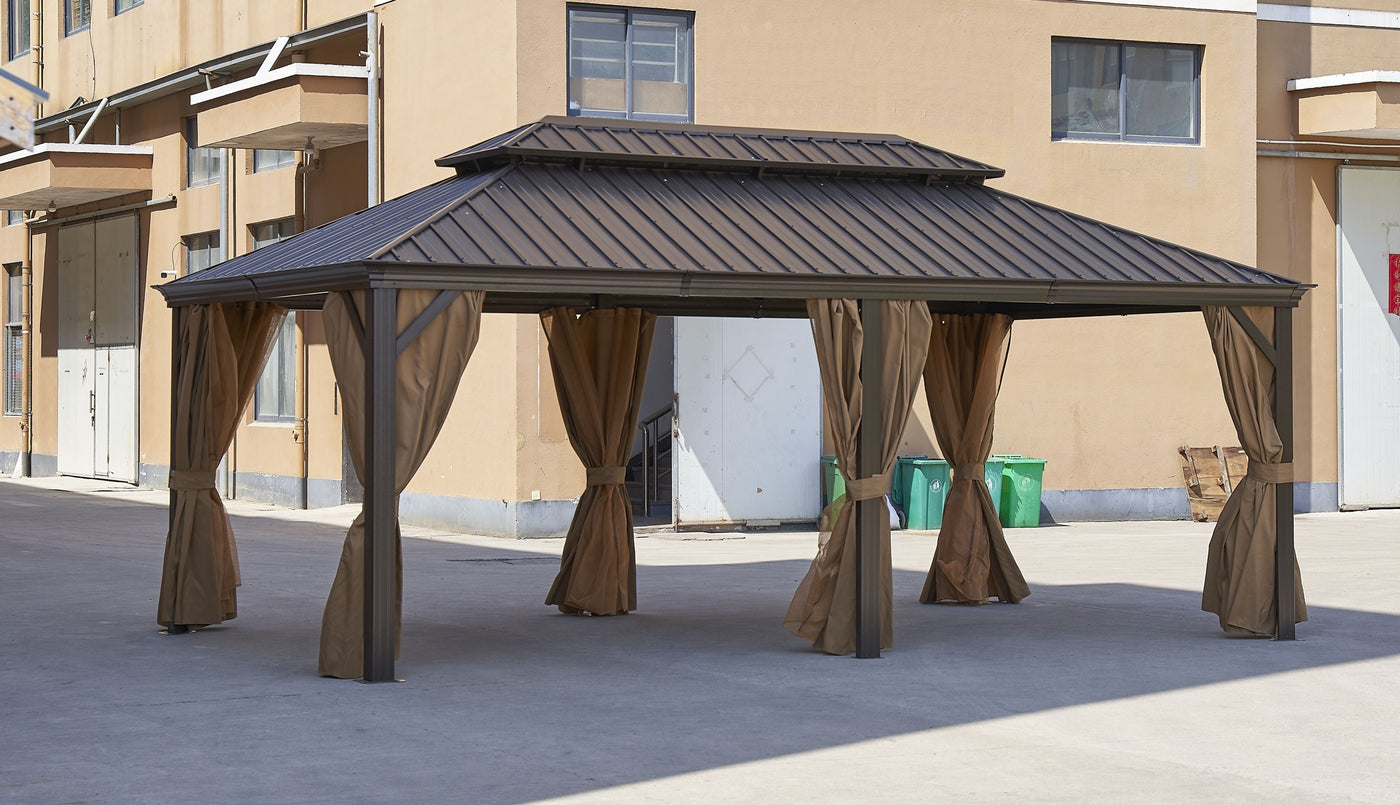 12*20FT  patic gazebo,alu gazebo with steel canopy,Outdoor Permanent Hardtop Gazebo Canopy for Patio, Garden, Backyard