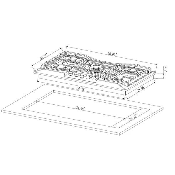 Empava 36 in. Built-in Gas Cooktops 36GC24 EMPV-36GC24