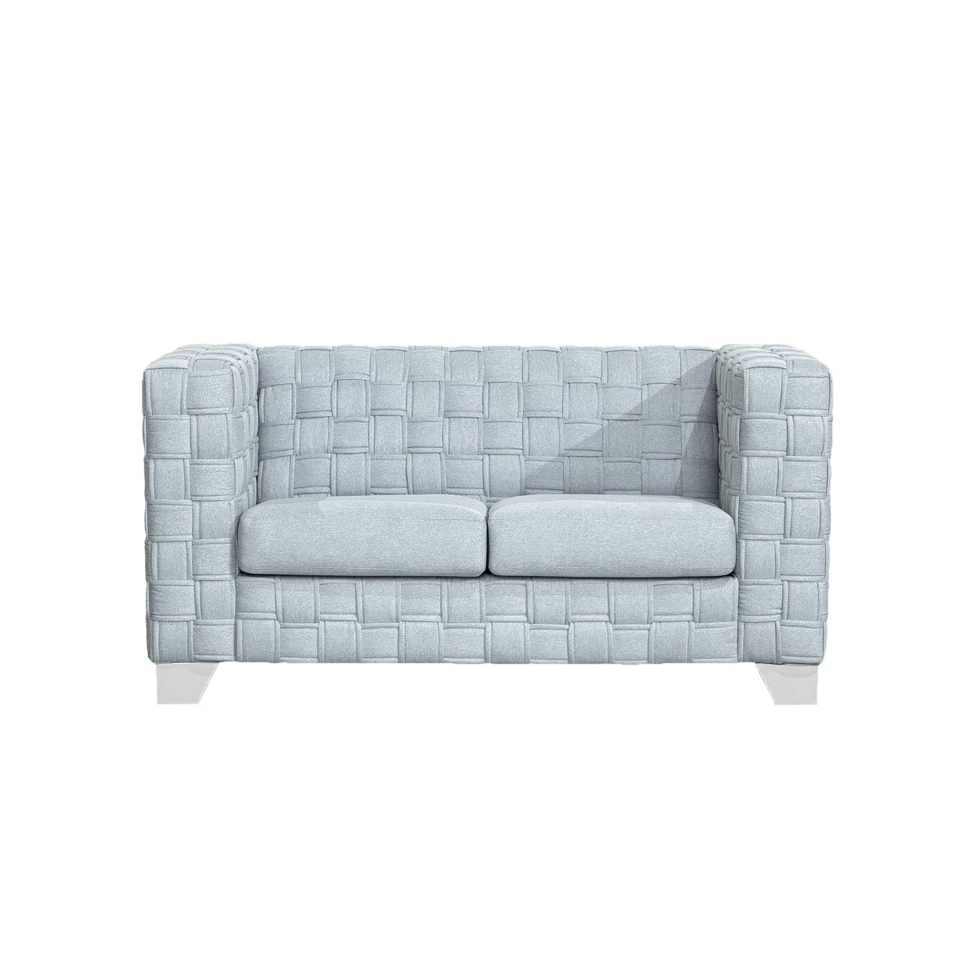 FX-D1 SOFA SET Include Chair Loveseat And Sofa Light Blue ColorLinen &  White color sofa legs