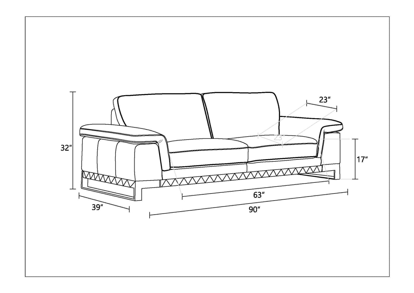 Top Grain Italian Leather Sofa