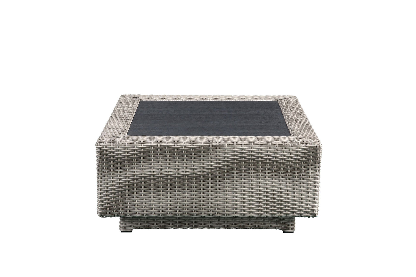 ACME Salena Patio Sectional & Cocktail Table in Beige Fabric & Gray Wicker 45020