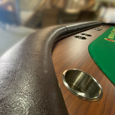 INO Design 96" Premium 10 Player Oval Brown & Green Speed Cloth Texas Holdem Casino Poker Table with Dimmable LED