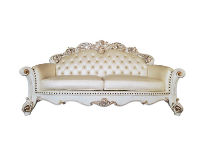 ACME Vendom Sofa w/5 Pillows, Champagne PU & Antique Pearl Finsih LV01324