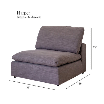 Harper Petite Grey Sectional - 5 Seat Configuration