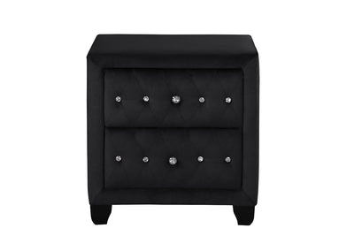 Maya Crystal Tufted Queen 4 Pc Vanity Bedroom Set Made with Wood in Black