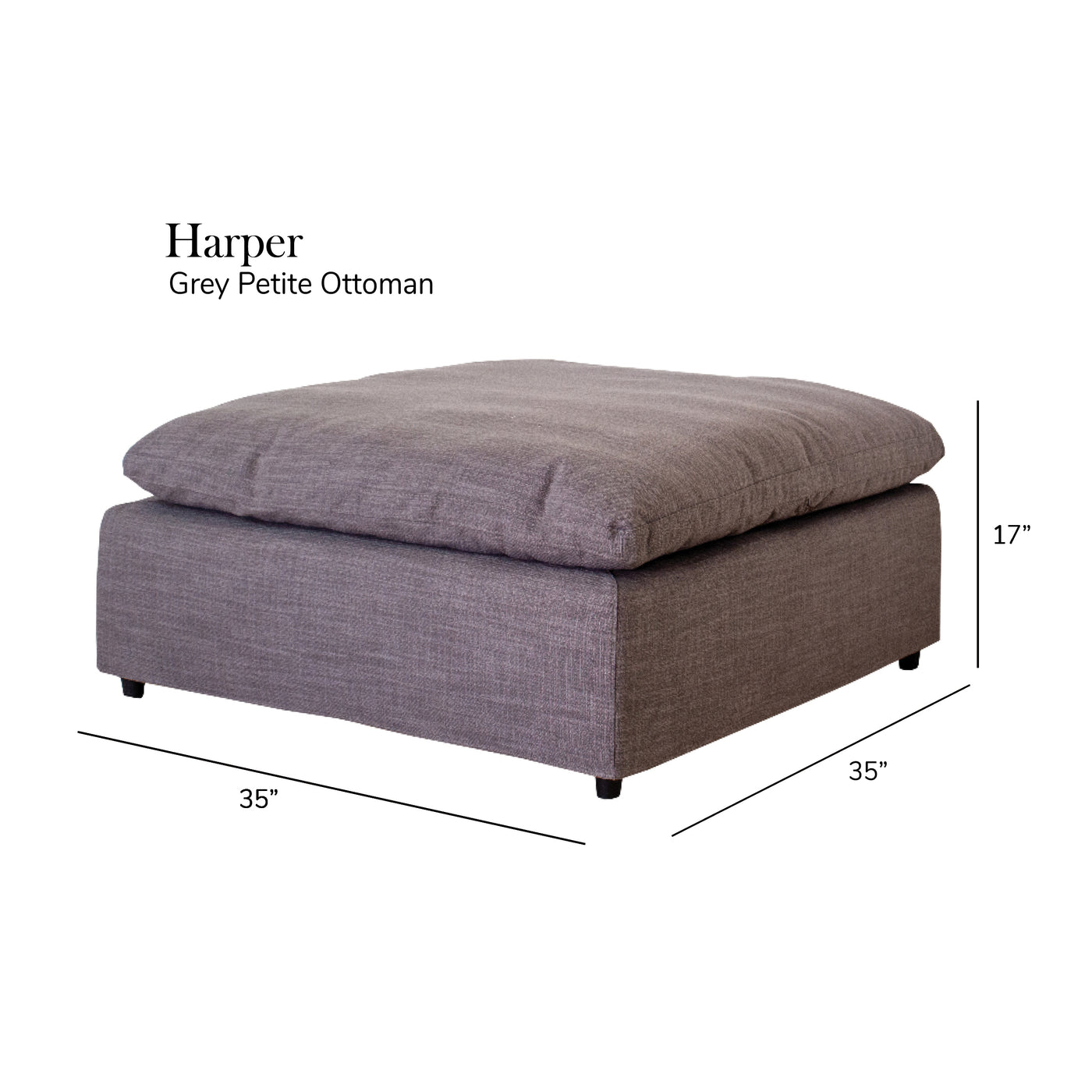 Harper Petite Grey Sectional - 5 Seat Configuration