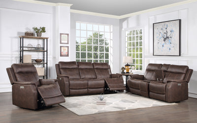 Valencia - 3 Piece Dual Power Reclining Living Room Set - Dark Brown