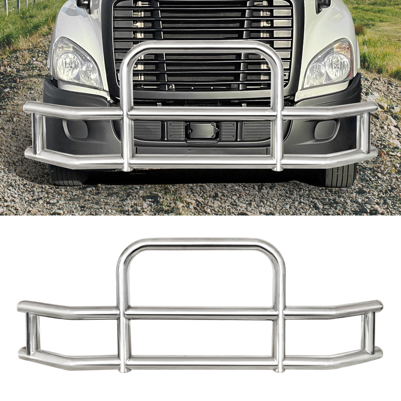 Stainless Steel Deer Guard Bumper for Freightliner Cascadia 2018-2017 with bracketsX5