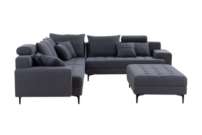 Dark Grey Sectional Sofa Couch,144'' Wide Reversible L-Shaped Sofa Couch Set  with Ottoman for Living Room Apartment Home Hotel