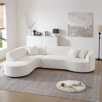 Modular Sectional Sofa with Left Chaises L-Shaped Corner Comfy Upholstered Couch Living Room Furniture Sets.WHITE