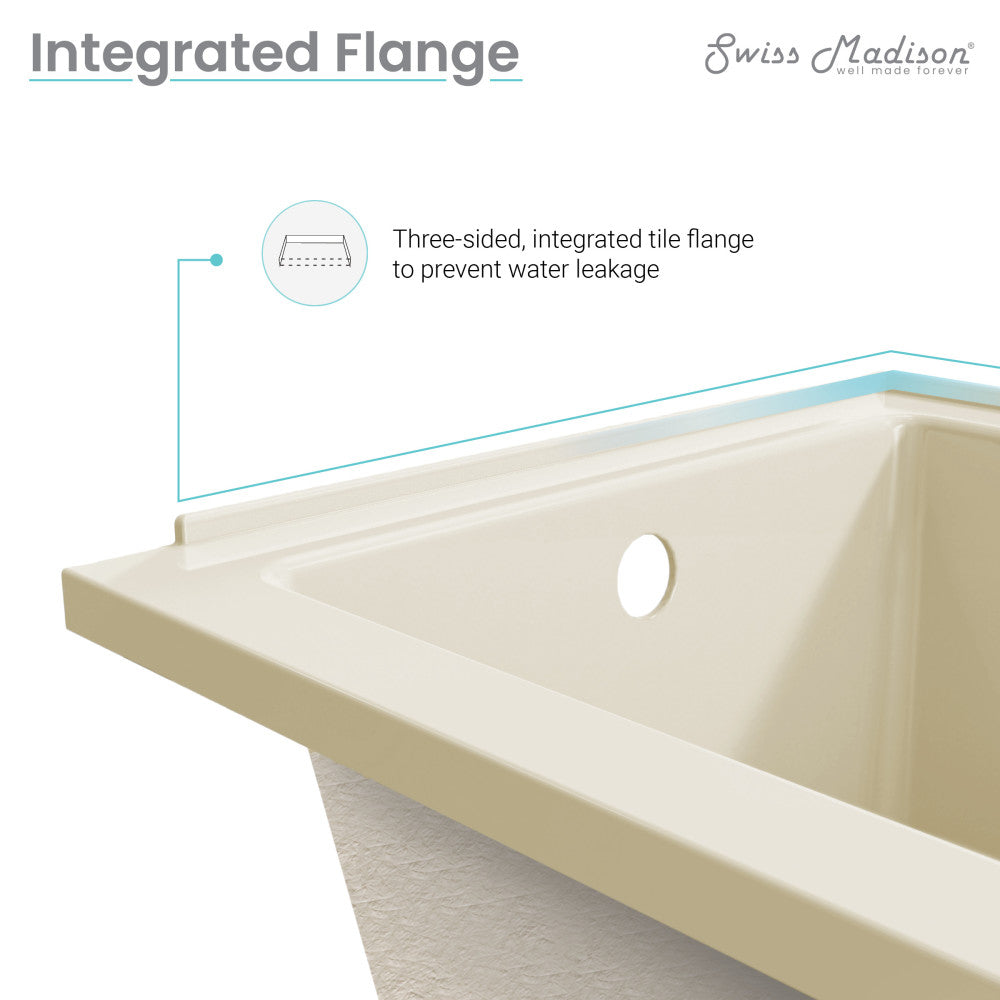 Swiss Madison Voltaire 48" x 32" Right-Hand Drain Alcove Bathtub in Bisque SM-DB562BQ