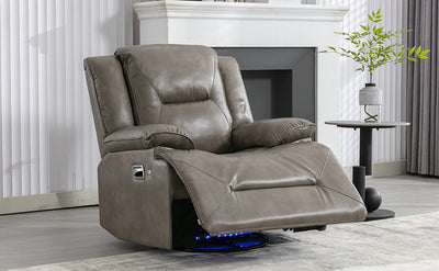 Home Theater Recliner Set Manual Recliner Chair with a LED Light Strip Two Built-in Cup Holders for Living Room,Bedroom, Grey