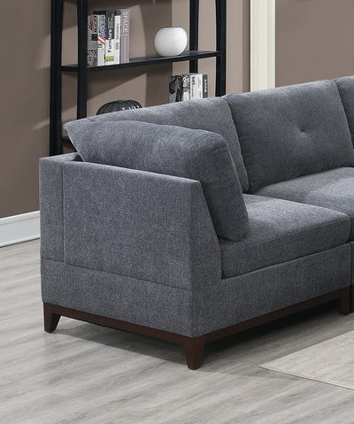 Ash Grey Chenille Fabric Modular Sectional 9pc Set Living Room Furniture Corner Sectional Couch 3x Corner Wedge 4x Armless Chairs and 2x Ottomans Tufted Back.