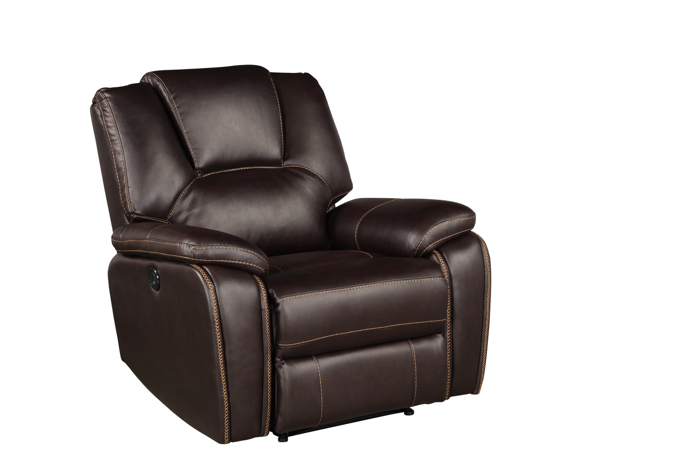 Hong Kong 3 Piece Power Reclining Sofa Set made with Faux Leather in Brown