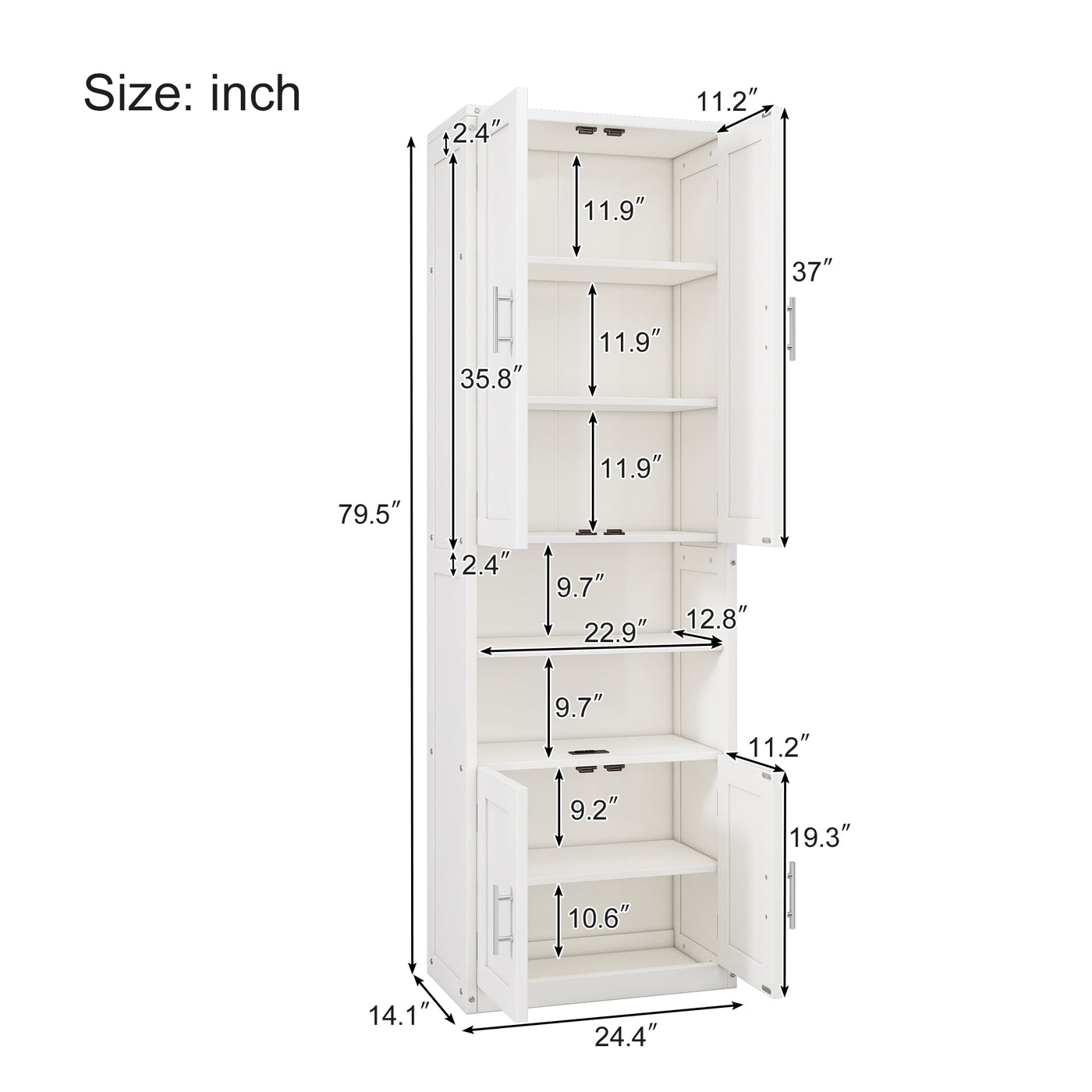 Full Size Murphy Bed with 2 Side Cabinet Storage Shelves, 61.5-inch Cabinet Bed Folding Wall Bed with Desk Combo Perfect for Guest Room, Study, Office,White(old sku:BS400609AAC)