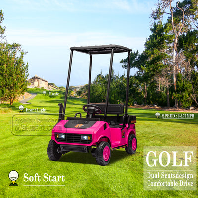 Pink,12V,Ride On Toy for Kids Ages 3+,12V4.5AH, Golf Maintenance Cart with Roof, Outdoor/Off road/Electric Car, Wide Big Seat, with 2.4G Remote Control, Ceiling, High/Low Speed, Gift for Boys Girls