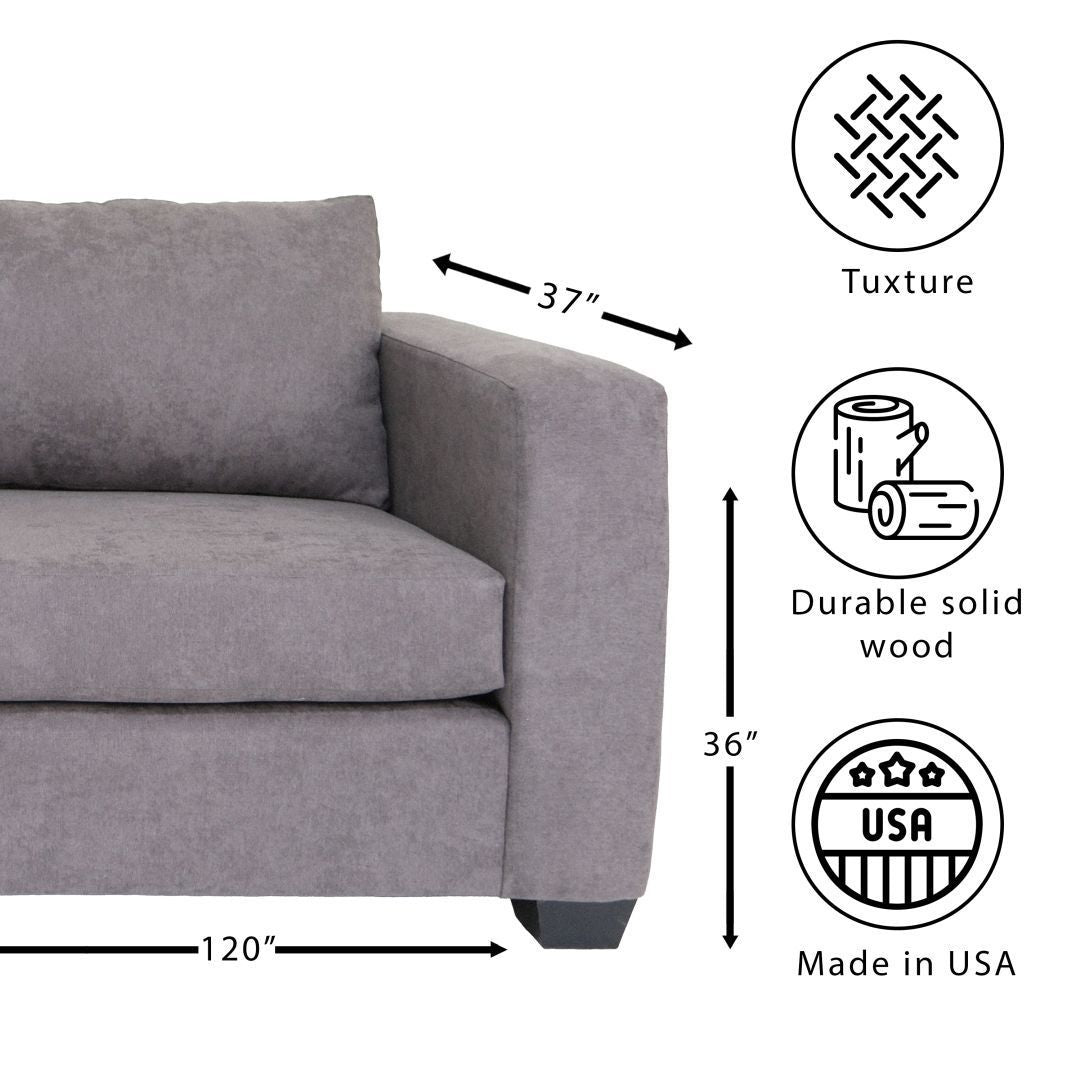 Grey L Shaped Sectional Sofas for Living Room, Modern Sectional Couches for Bedrooms, Apartment with Solid Wood Frame (Polyester Fabric)