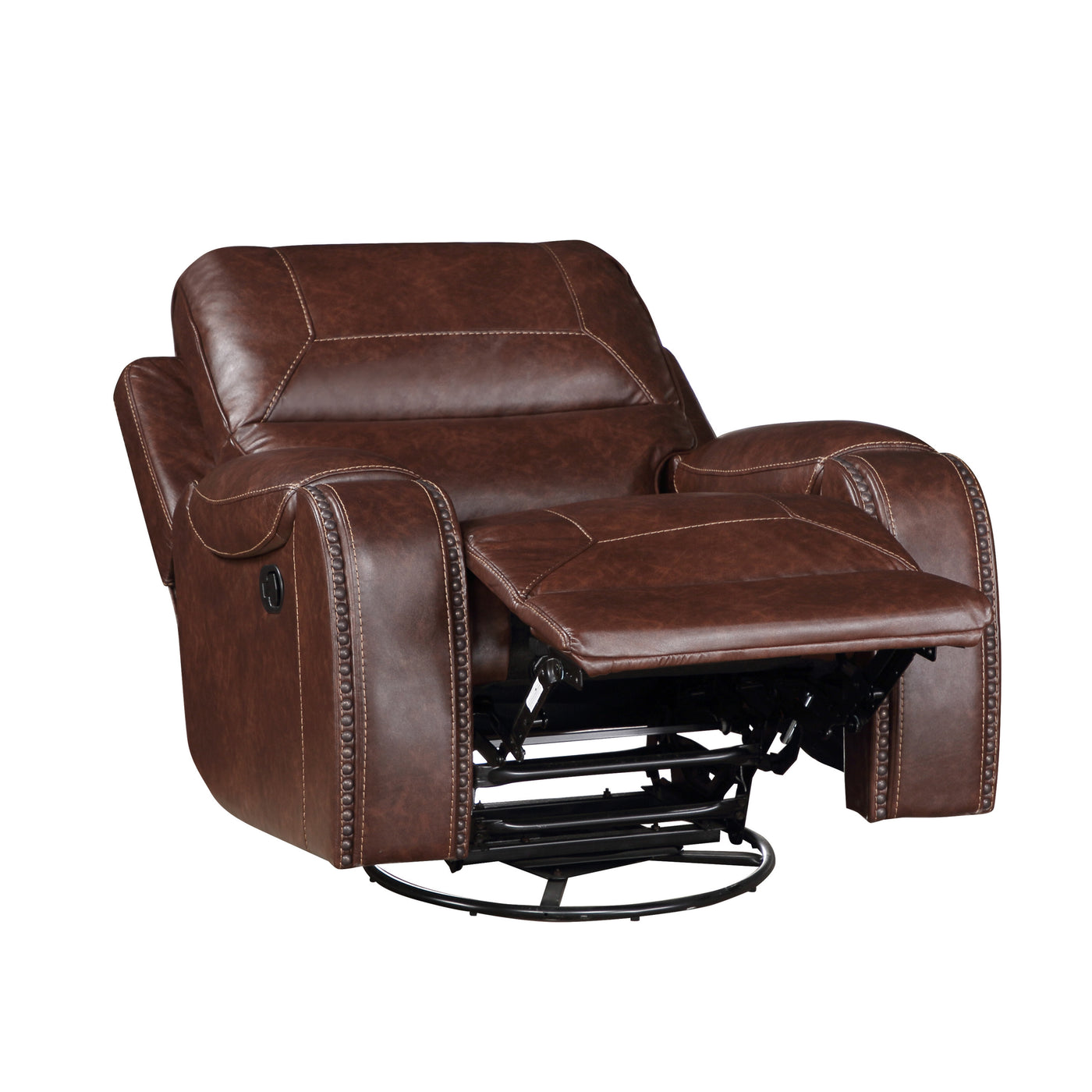 Keily - 3 Piece Manual Reclining Living Room Set In Faux Leather - Dark Brown