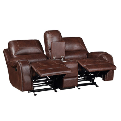 Keily - 3 Piece Manual Reclining Living Room Set In Faux Leather - Dark Brown