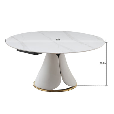 Fashion modern sinntered stone dining table with simple and multi-functional retractable dining table with 8pcs Chairs