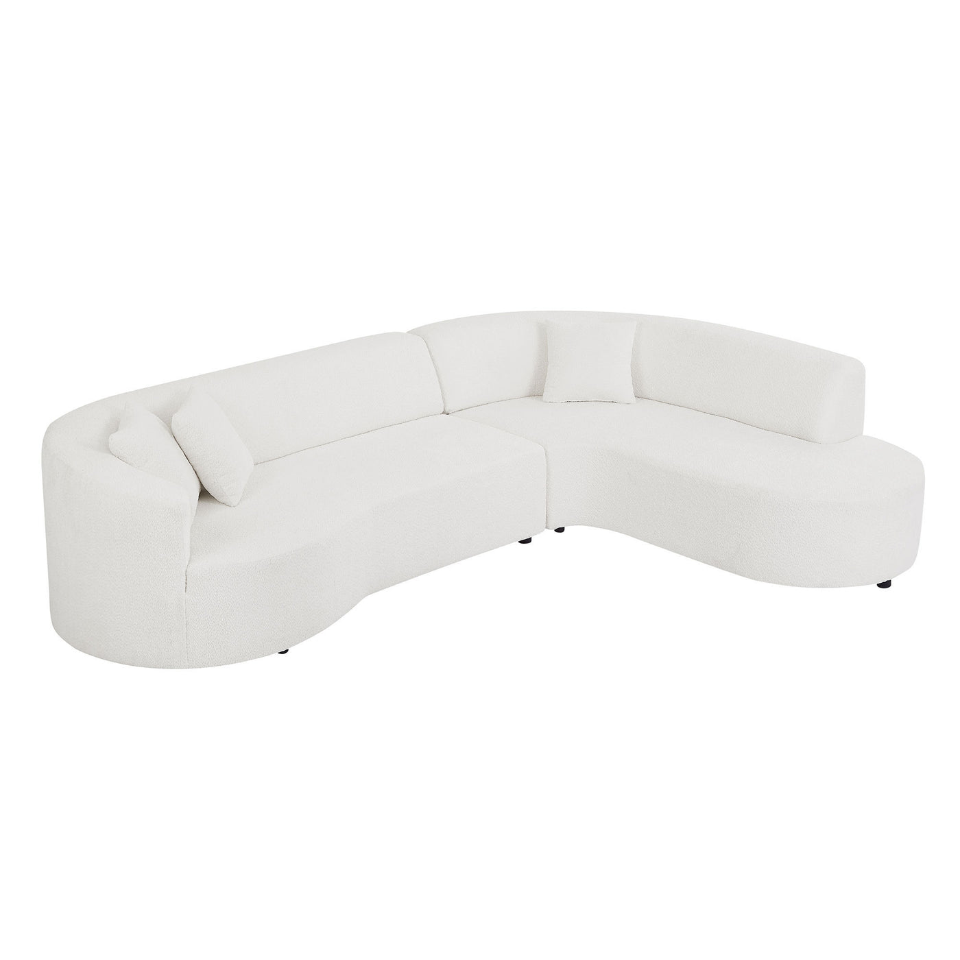 Convertible Modular Sectional Sofa with Right Chaises L-Shaped Corner Comfy Upholstered Couch Living Room Furniture Sets.WHITE