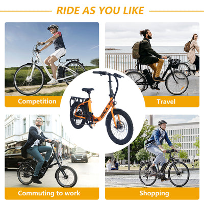 Electric Bike for Adults, 500W Motor 25MPH Max Speed, 48V 10AH Removable Battery, 20" Fat Tire Foldable Electric Bike  and 7-Speed Electric Bicycles