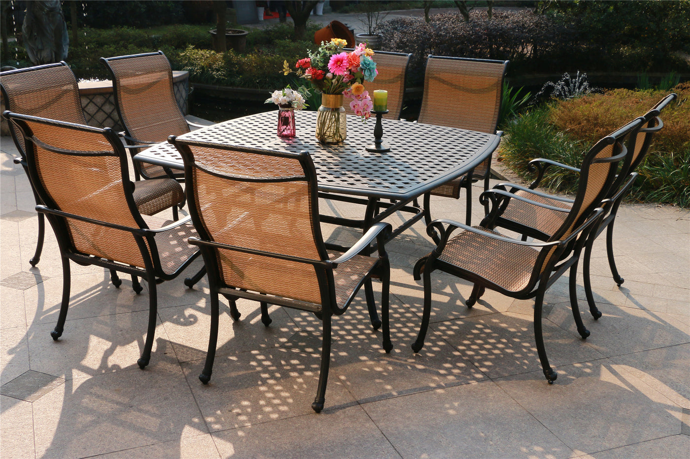 Square 8 - Person 63.98" Long Aluminum Dining Set