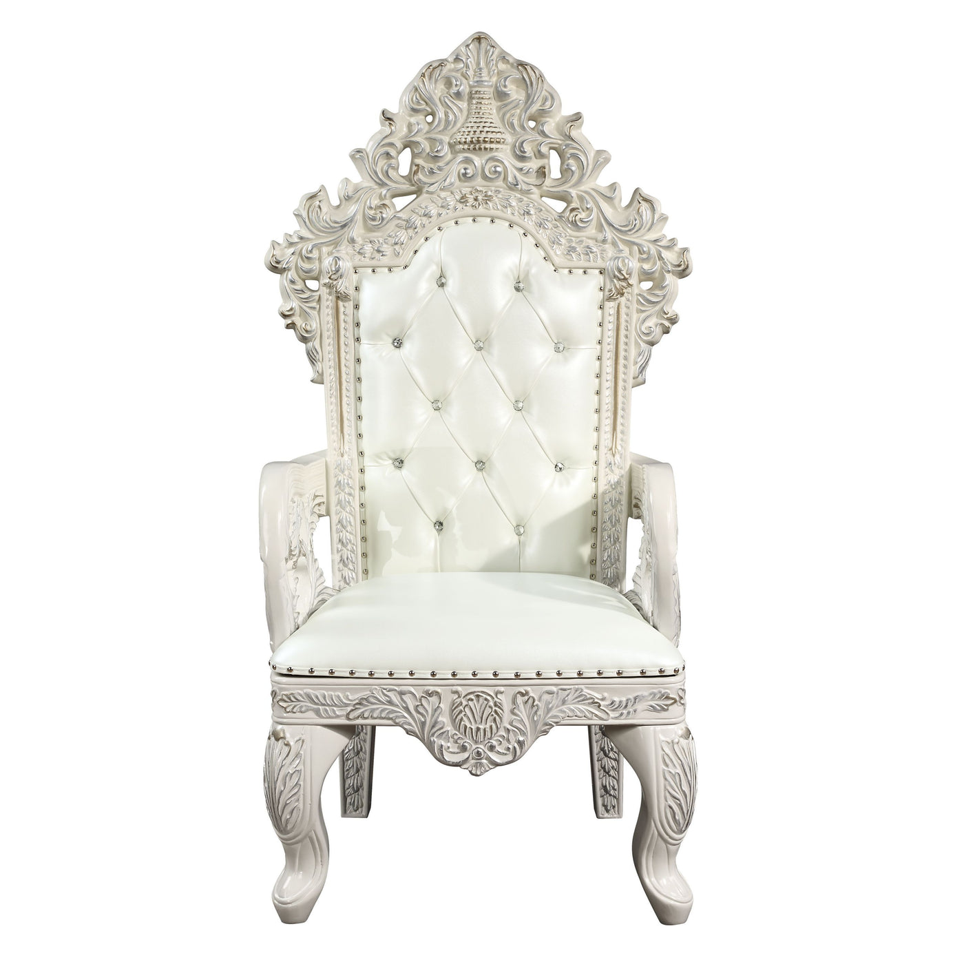 ACME Adara ARM CHAIR (SET-2) Pearl White PU & Antique White Finish DN01231