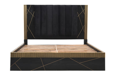 Allure Modern Style King Bed Made With Mango Wood and Finished with Brass Metal