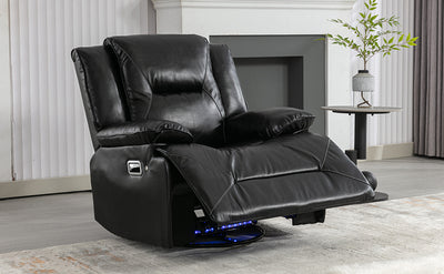 Home Theater Recliner Set Manual Recliner Chair with a LED Light Strip Two Built-in Cup Holders for Living Room,Bedroom, Black ,