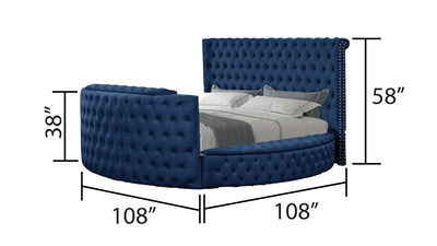 Maya Modern Style Crystal Tufted Queen Bed  Made with wood in Blue