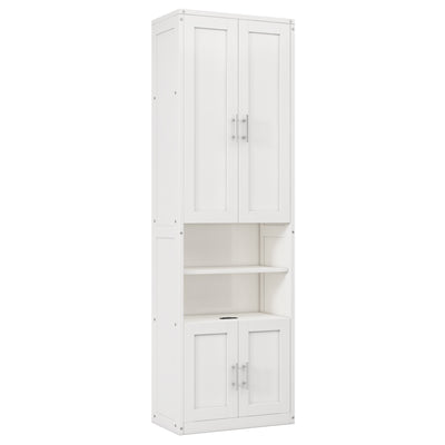 Full Size Murphy Bed with 2 Side Cabinet Storage Shelves, 61.5-inch Cabinet Bed Folding Wall Bed with Desk Combo Perfect for Guest Room, Study, Office,White(old sku:BS400609AAC)