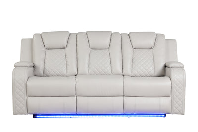 Benz LED & Power Recliner 2 PC Made With Faux Leather in Ice