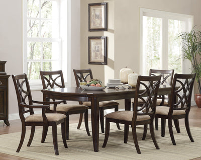 Cherry Finish Formal Dining 7pc Set Dining Table w Extension Leaves 2x Armchairs And 4x Side Chairs Wooden Dining Room Furniture Fabric Upholstered