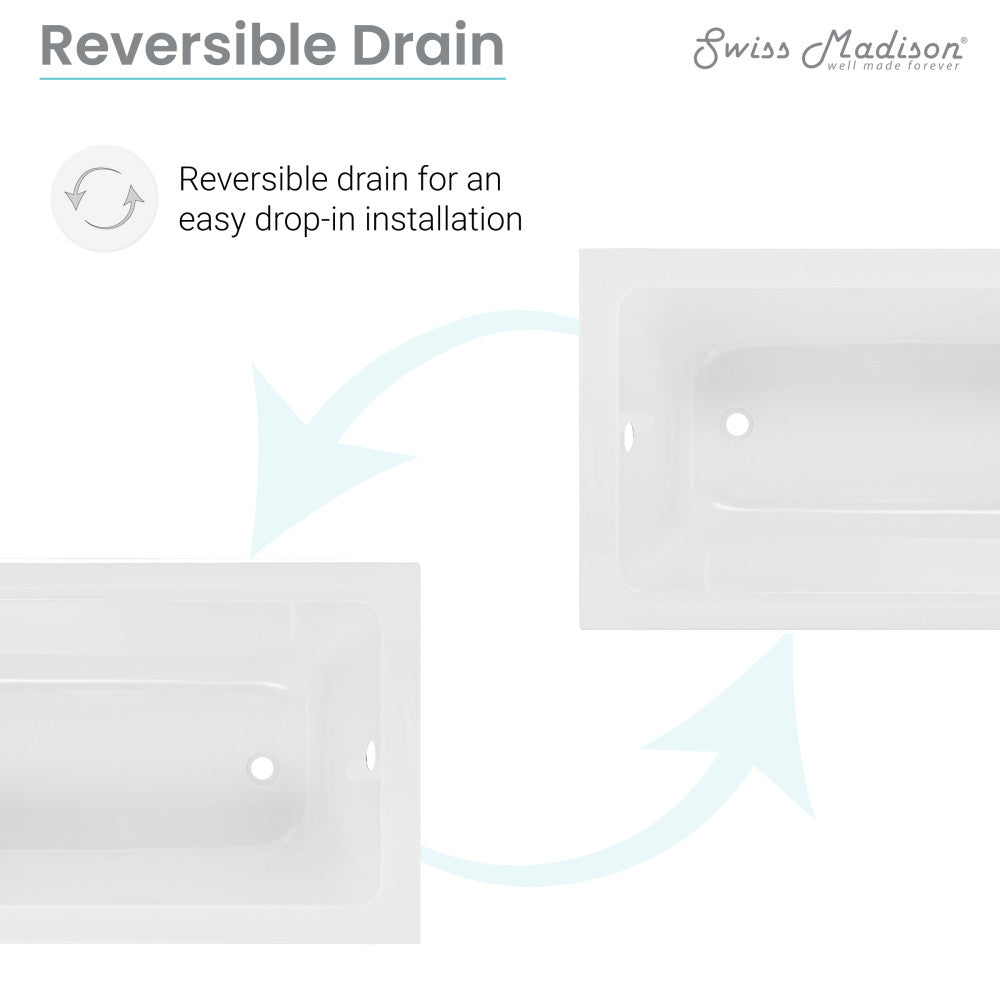 Swiss Madison Voltaire 48" x 32" Reversible Drain Drop-In Bathtub SM-DB571